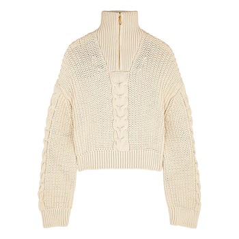 Eria Cream Cotton-Blend Half-Zip Jumper    from Nanushka