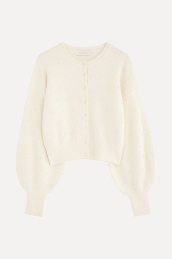 Crush Faux Pearl-Embellished Alpaca-Blend Cardigan from Zimmermann