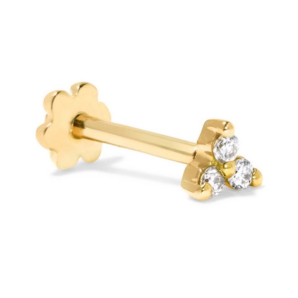 Tiny 18-karat Gold Diamond Earring