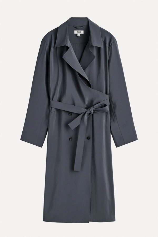 Belted Trench-Detail Midi Dress