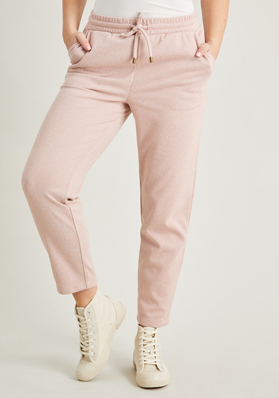 Pink Textured Pull On Coord Trousers