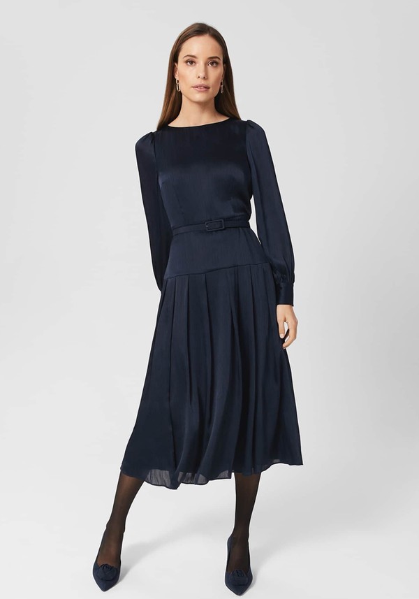 Isabella Satin Pleated Dress