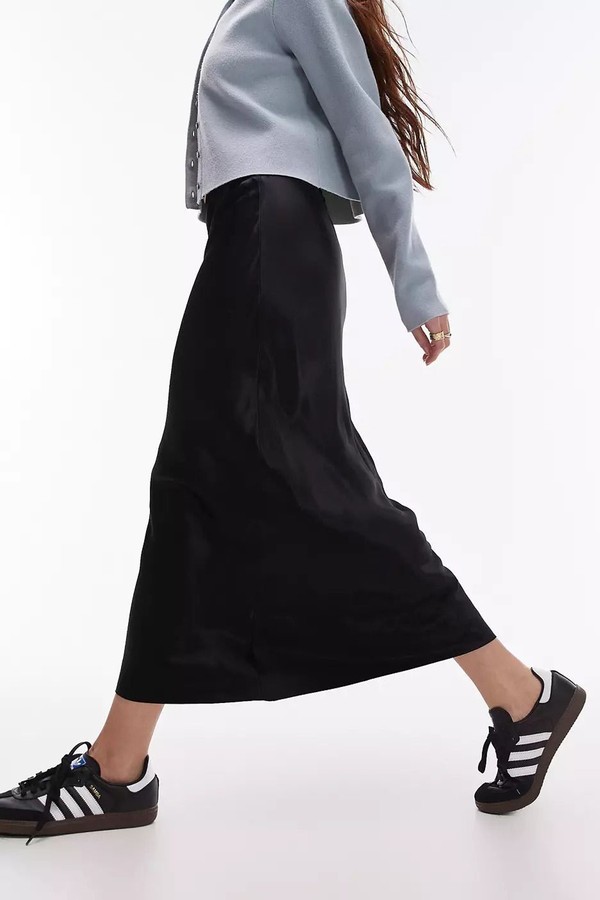 Satin Bias Midi Skirt 