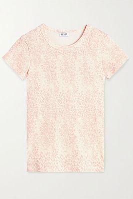 Jamie Leopard-Print Ribbed Stretch-Modal T-Shirt from Leset