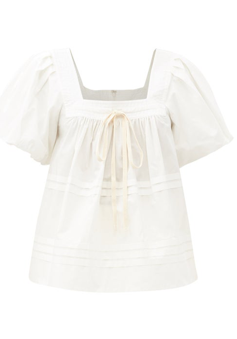 Robin Square-Neck Puff-Sleeve Cotton Top from Lee Matthews