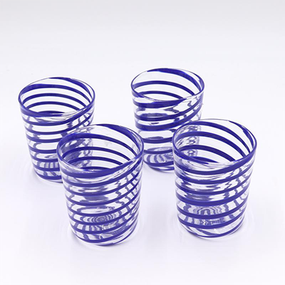 Box Of 4 Murano Glass Spiral Tumblers