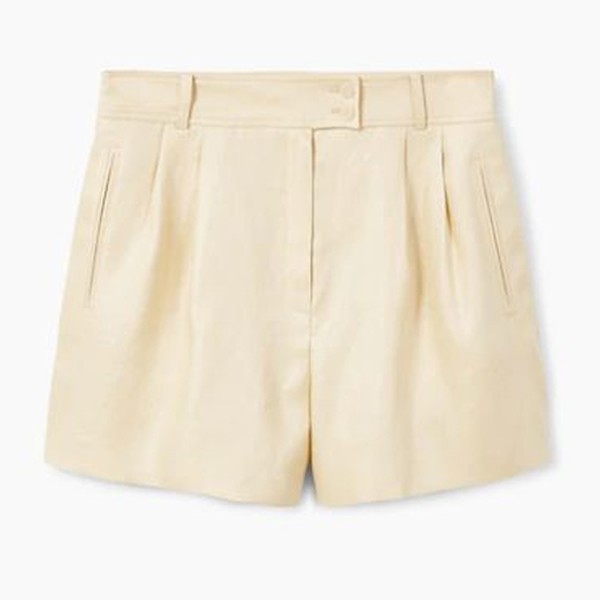 Linen-Blend High-Waist Shorts