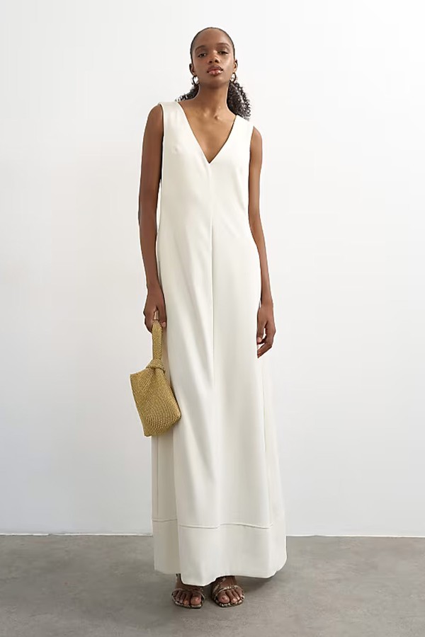 V Neck Low Armhole Clean Maxi Dress With Deep Hem from Topshop