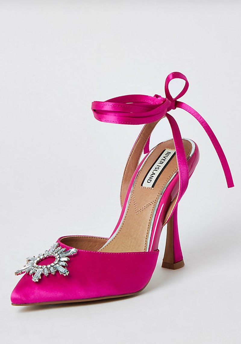 Pink Satin Heels from River Island