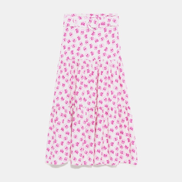 Printed Skirt With Belt from Zara
