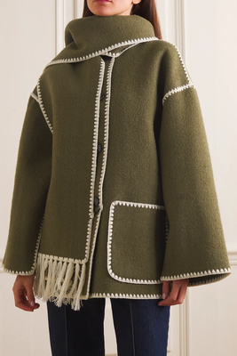 Draped Fringed Wool-Blend Jacket from Totême