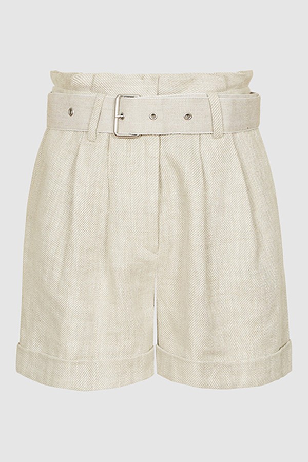Romy Textured Linen Shorts from Reiss
