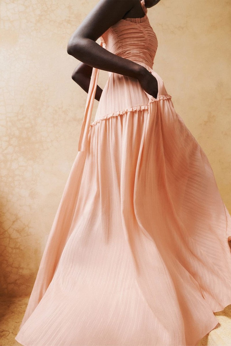 Silk Textured Full-Length Dress + Tie from Me + Em