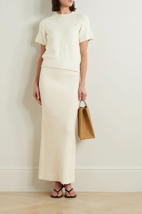 Organic Cotton-Blend Bouclé Maxi Skirt