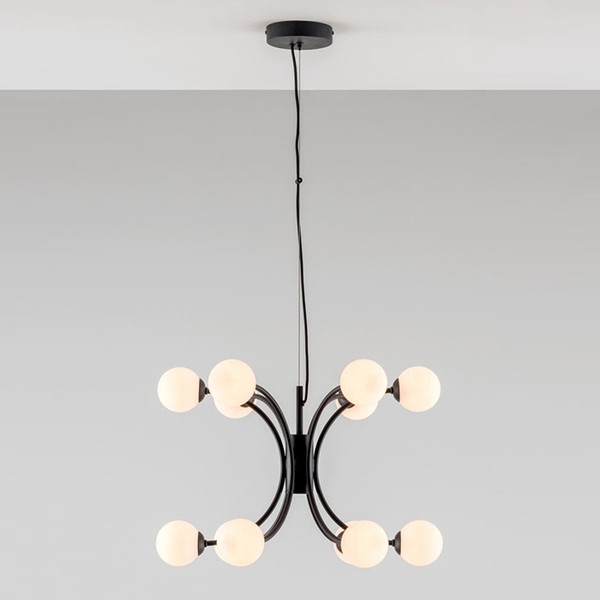 Curved Opal Ball Chandelier