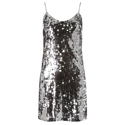 Silver Sequin Slip Dress