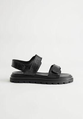 Croc Embossed Leather Sandals