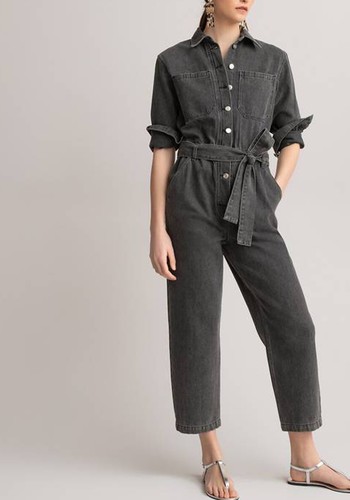 Denim Tie-Waist Boilersuit from La Redoute