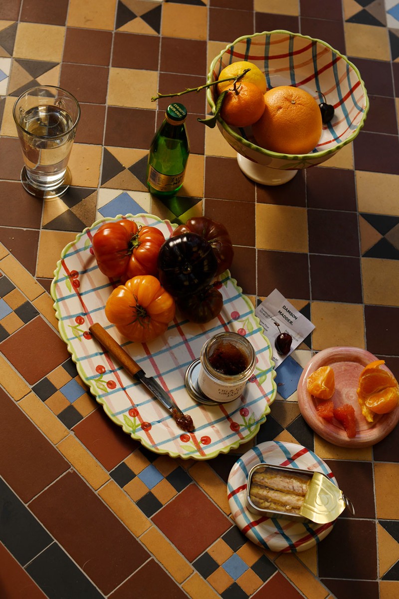 Hand Painted Cherry Frilly Platter from Damson Madder