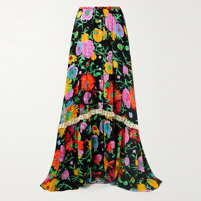 Ken Scott Floral Print Crepe De Chine Maxi Skirt, £1350 | Gucci