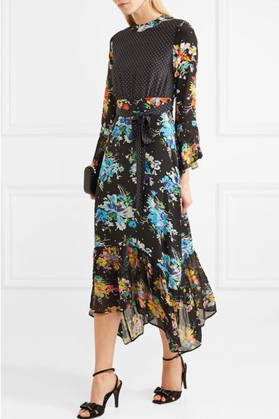 Chrissy Patchwork Printed Silk Midi Dress from Net A Porter