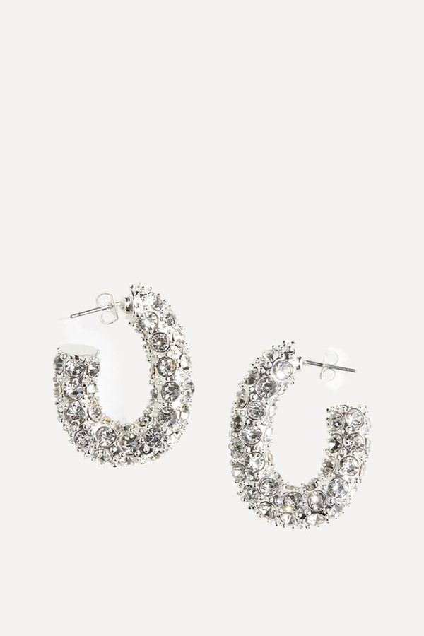 Rhinestone-Decorated Hoop Earrings from H&M