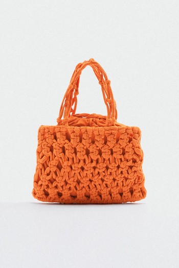 Mini Woven Fabric Bucket Bag from Zara