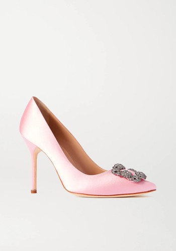 Hangisi Embellished Satin Pumps from Manolo Blahnik