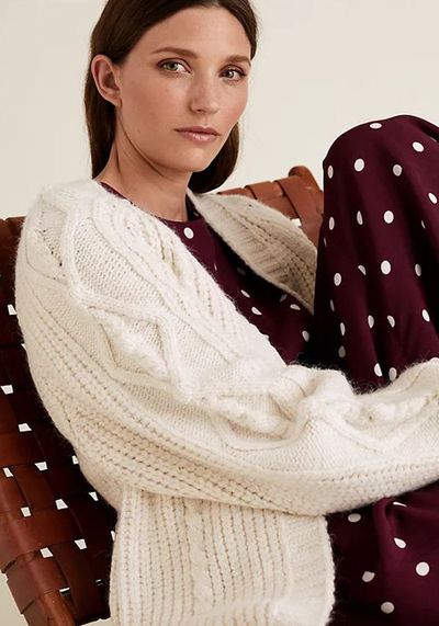 Cable Knit Relaxed Longline Cardigan