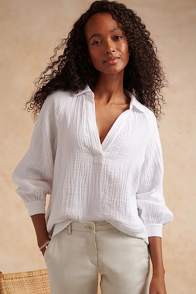 Organic Double-Cotton Pop-Over Shirt