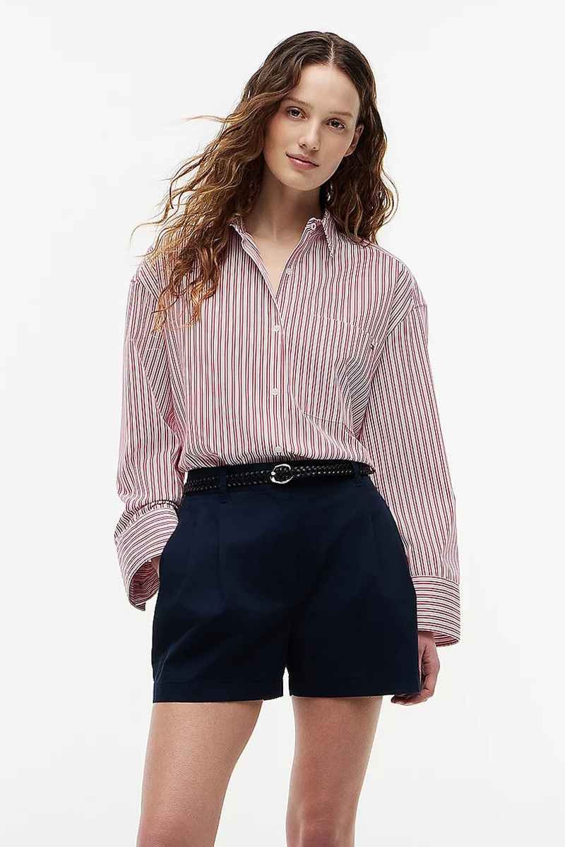 Oversized Fit Flag Embroidery Poplin Shirt