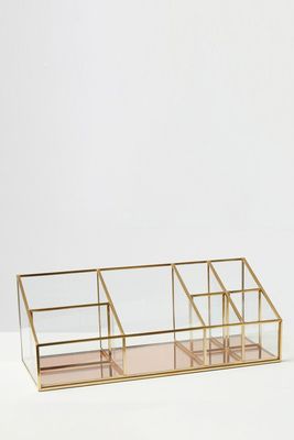 Pink Gold & Glass Beauty Storage Organiser from Oliver Bonas