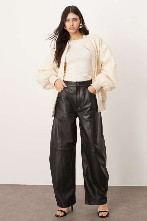 Sydney Leather High Waisted Barrel Trousers