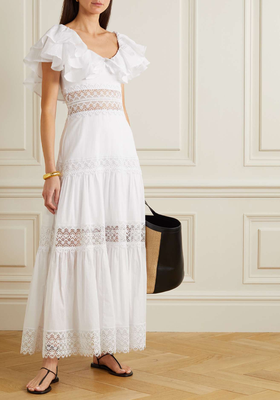 Florence Ruffled Tiered Guipure Lace-Trimmed Maxi Dress from Charo Ruiz