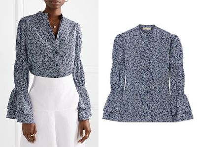 Ruffled Printed Crepe Blouse from Michael Kors