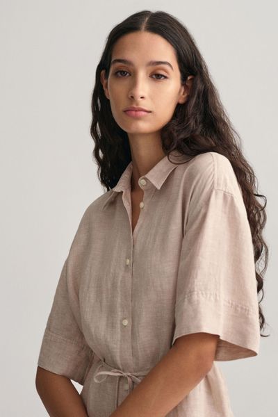 Linen Short Sleeve Shirt Dress 