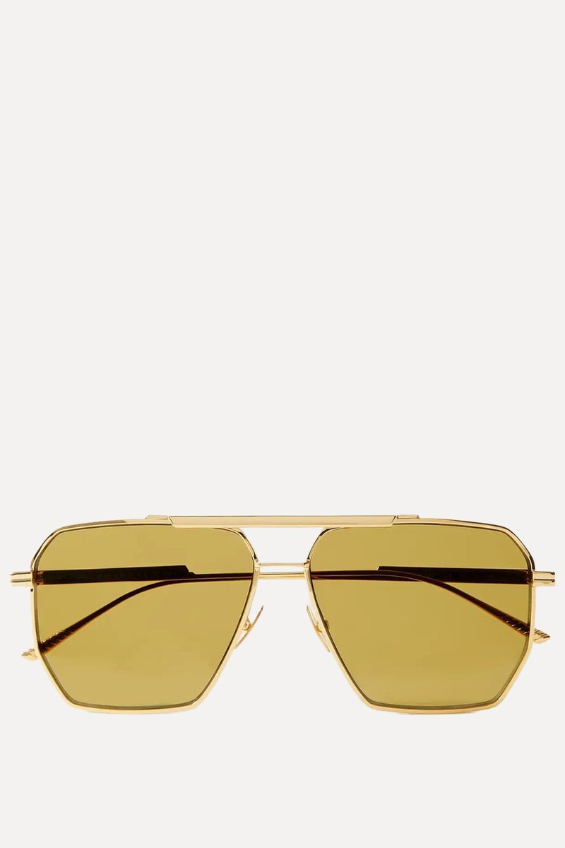 Aviator-style gold-tone sunglasses from BOTTEGA VENETA EYEWEAR