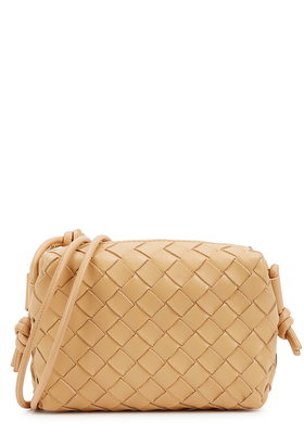 Mini Loop Intrecciato Sand Leather Cross-Body Bag from Bottega Veneta