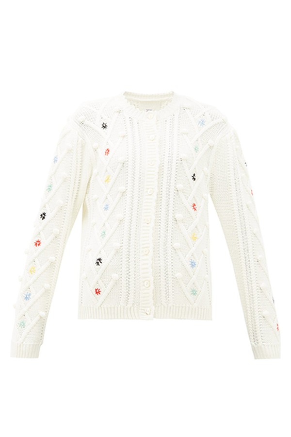 Floral-Embroidered Wool-Blend Cardigan from Shrimps