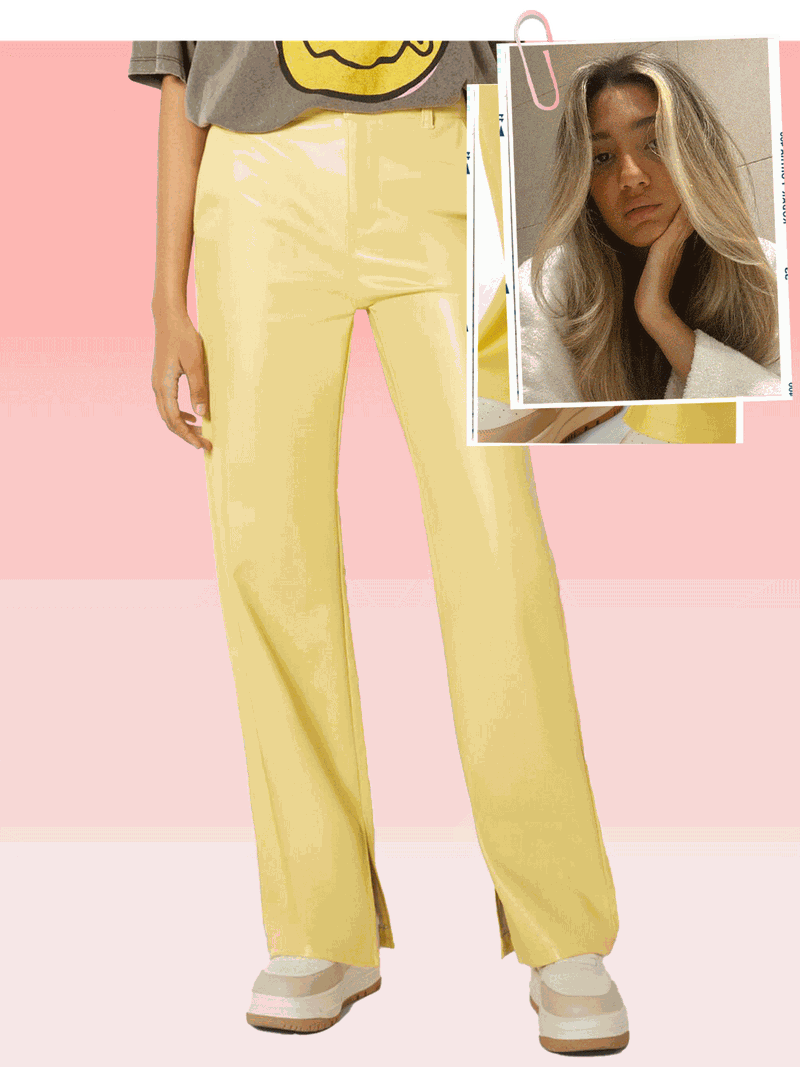 Tailored Straight Fit Faux Leather Trousers With Vents, £29.99 | Bershka