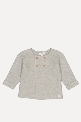 Cotton/Wool Buttoned Cardigan in Garter Stitch  from La Redoute Collections 