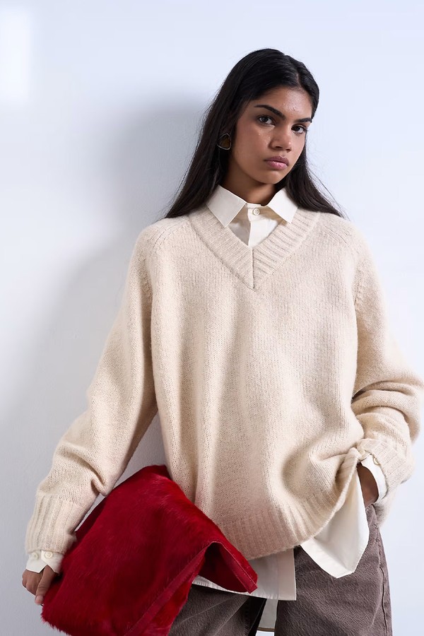 Knitted Clean V-Neck Jumper from Topshop