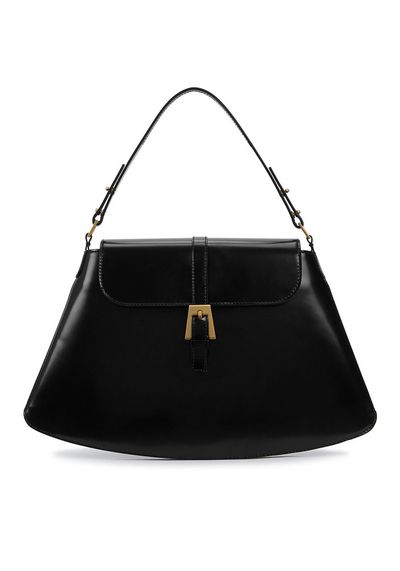 Portia Black Glossed Leather Top Handle Bag from By Far