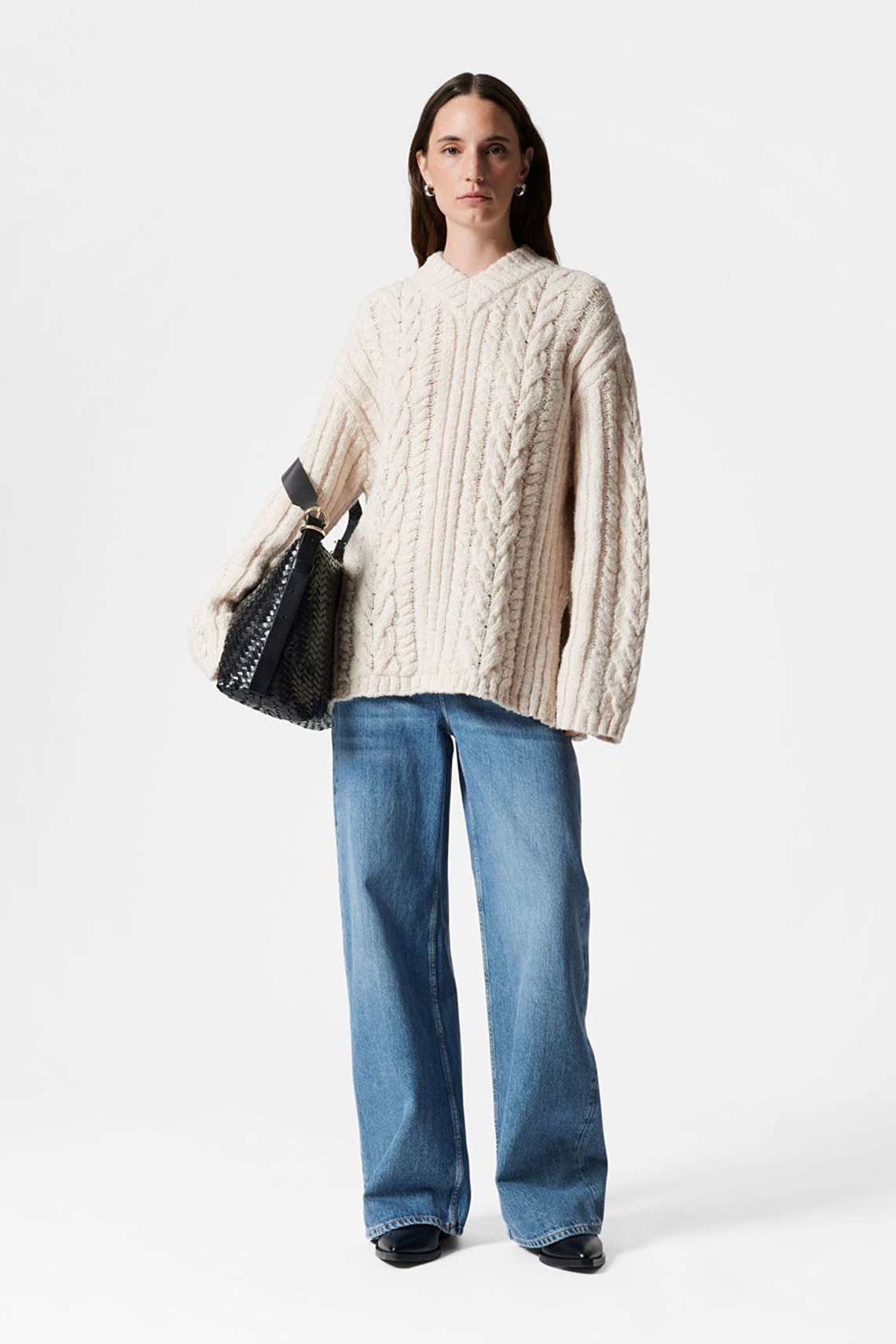 Cable-Knit V-Neck Jumper from & Other Stories