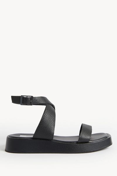 Leather Ankle Strap Flatform Sandals