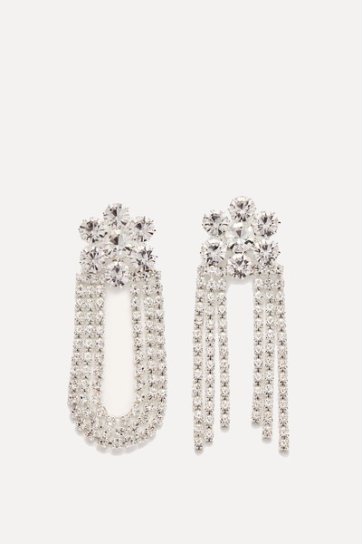 Asymmetrical Crystal Drop Flower Earrings from Magda Butrym