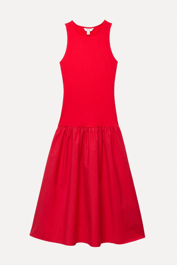 Jersey Ribbed Midi Drop Waist Dress  from Marks & Spencer