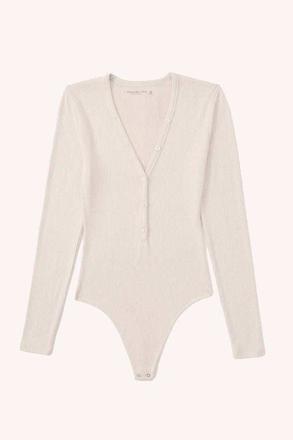 Long-Sleeve Cozy Henley Bodysuit from Abercrombie & Fitch