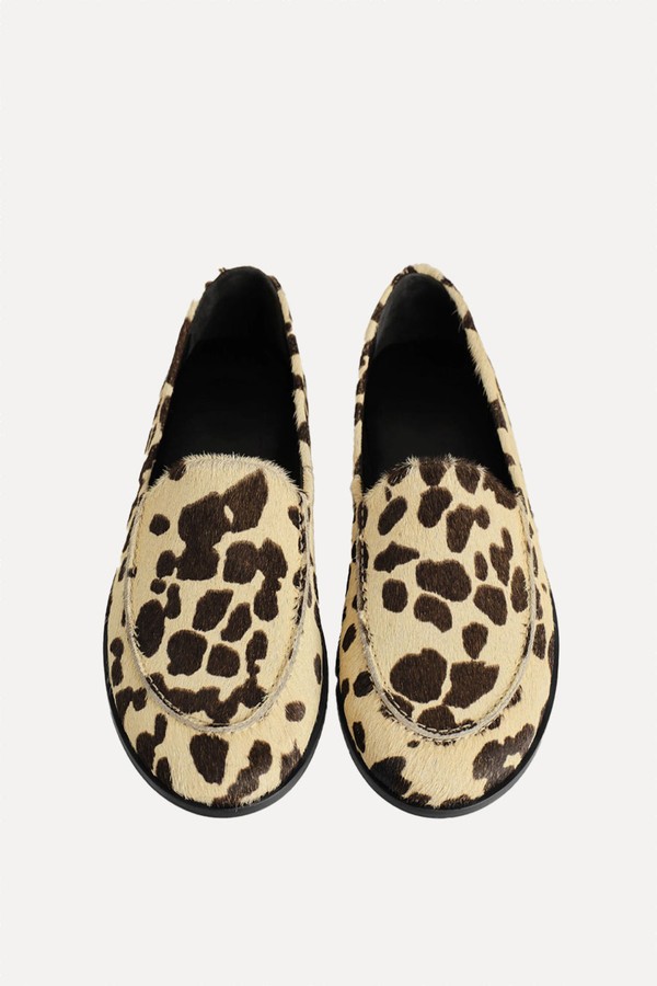 Animal-Print Pony-Hair Effect Leather Loafers from COS