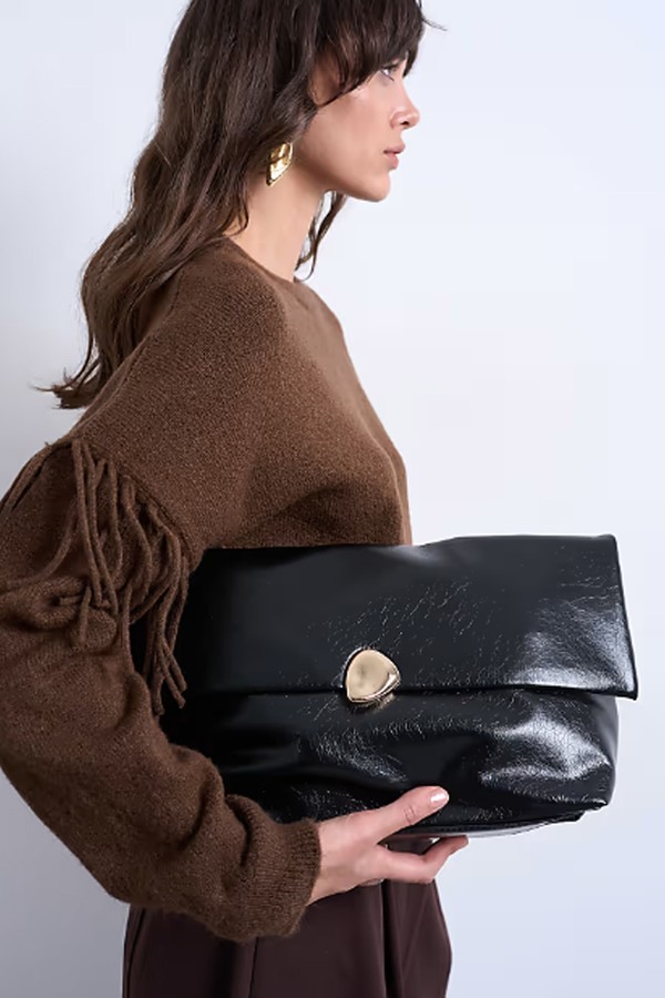 Gaia Folded Clutch Bag With Hardware